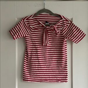 Tea Collection size 5 nautical Red and White Striped bateau neckline Shirt